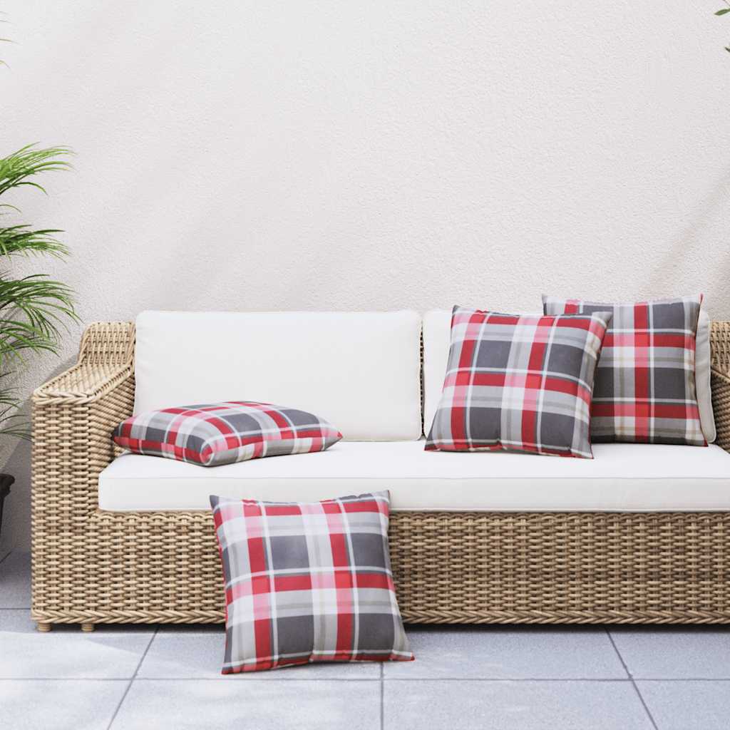 Sofakissen 4 Stk. Rot Karomuster 60x60 cm Stoff
