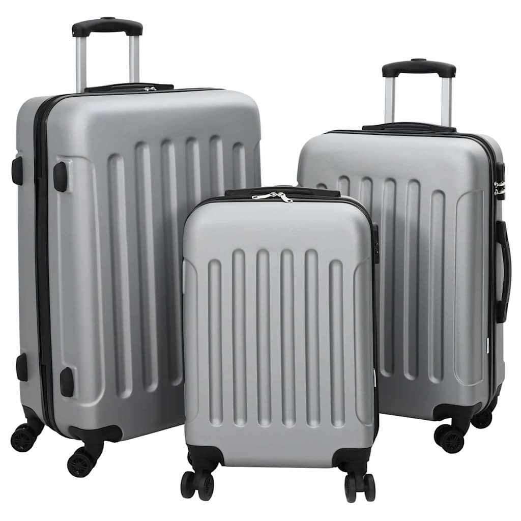 Koffer mit Schloss 3 Stk. Silber 50 x 31 x 78 cm ABS Kunststoff