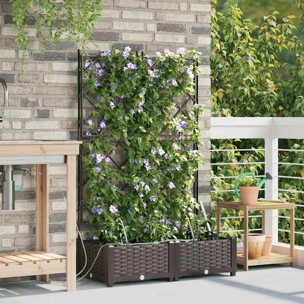 Garten-Pflanzgefäß 2 Stk. Braun 80 x 40 x 126 cm PP