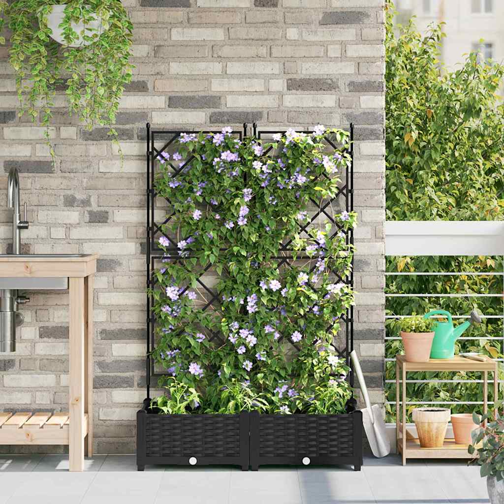 Garten-Pflanzgefäß 2 stk. Schwarz 80 x 40 x 125,5 cm PP