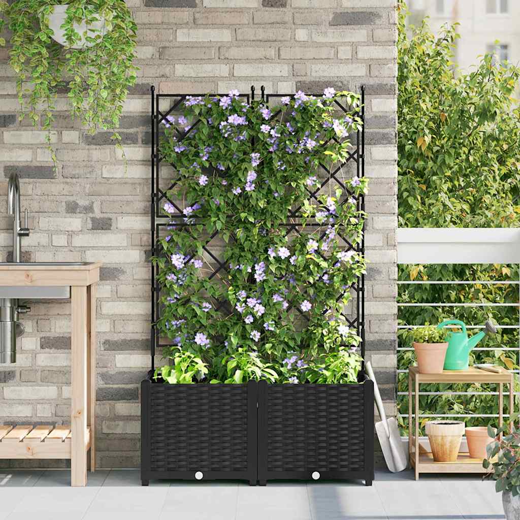 Garten-Pflanzgefäß 2 stk. Schwarz 80 x 40 x 143 cm PP