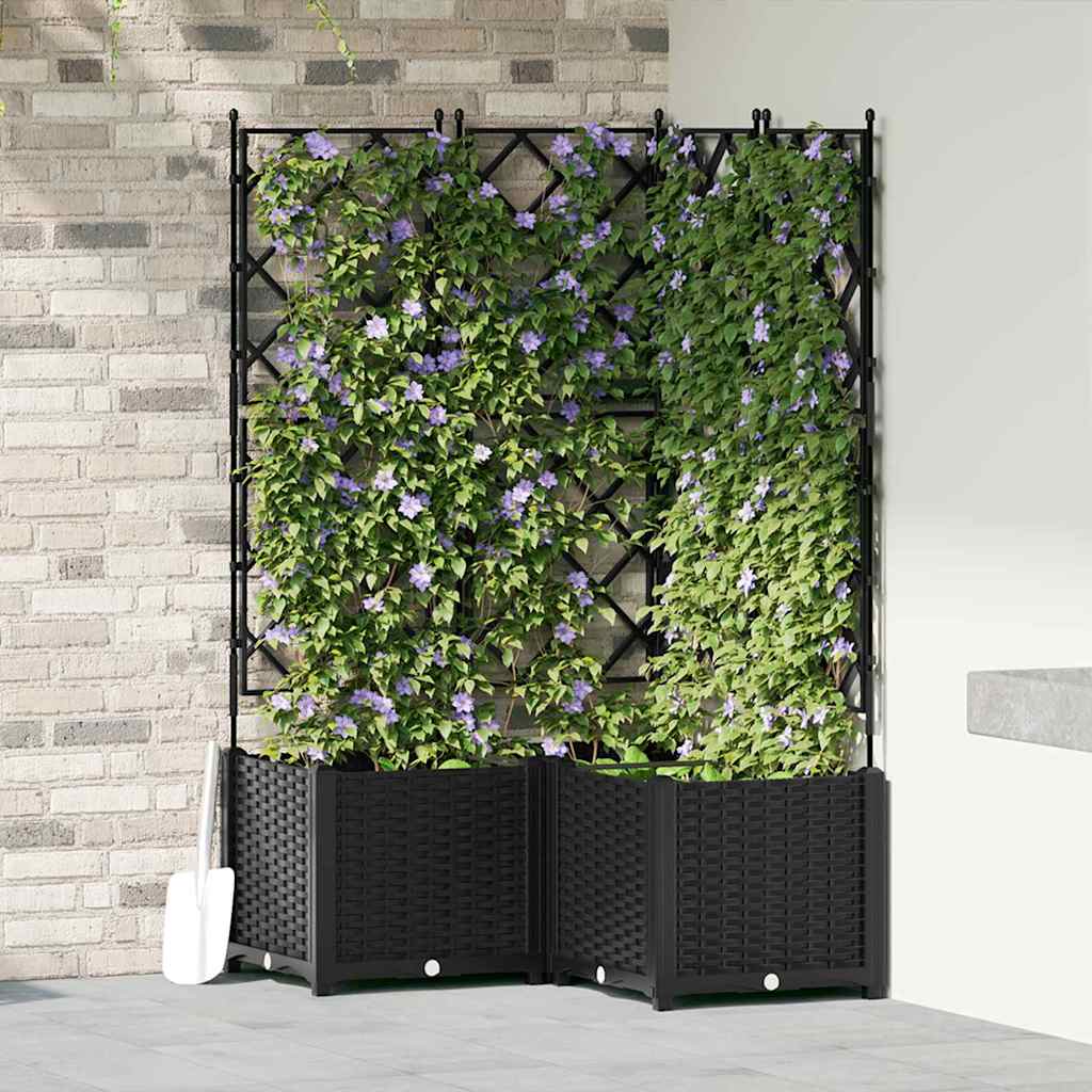 Garten-Pflanzgefäß 3 stk. Schwarz 80 x 80 x 143 cm PP