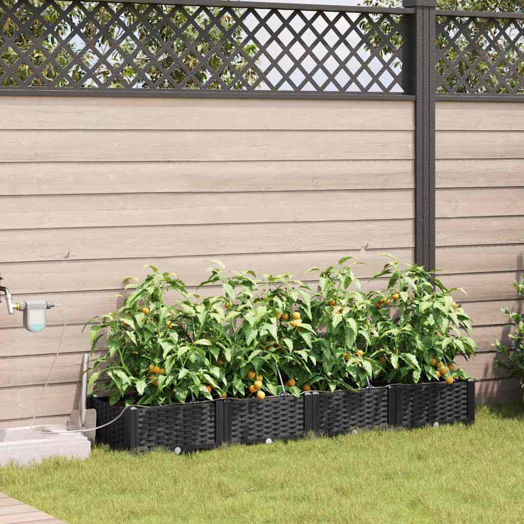 Garten-Pflanzgefäß 4 stk. Schwarz 160 x 40 x 22 cm PP