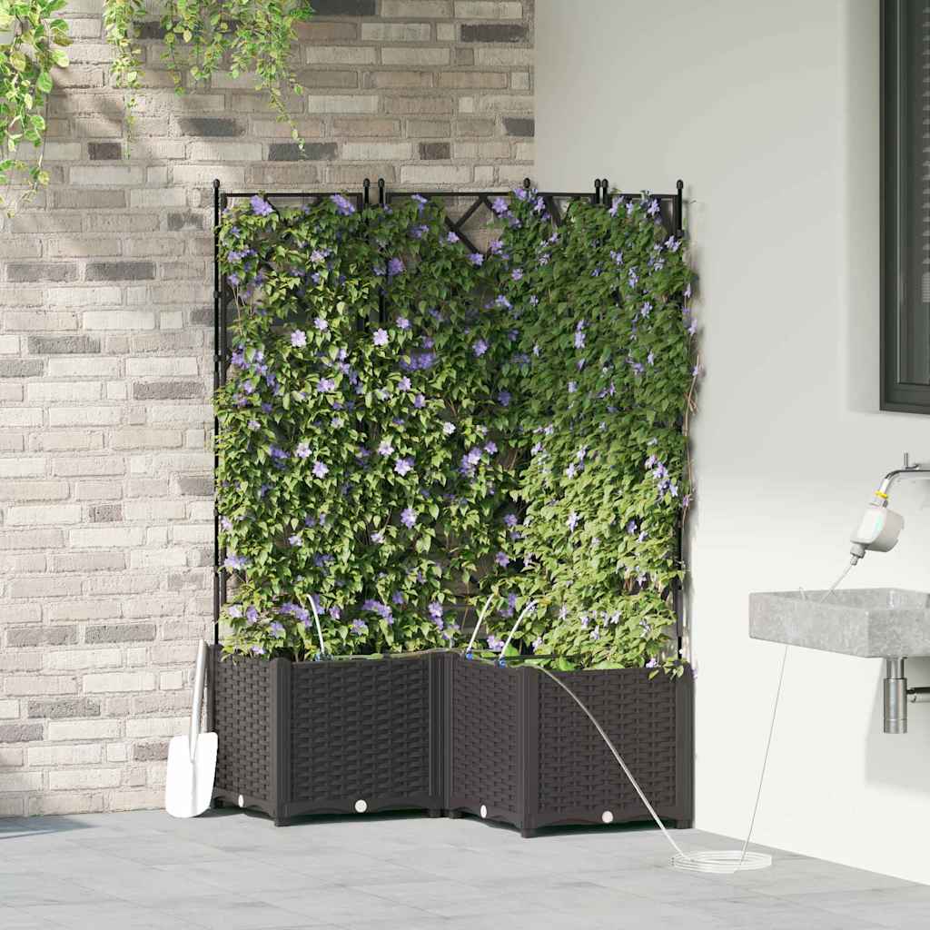 Garten-Pflanzgefäß 3 Stk. Schwarz 80 x 80 x 142 cm PP