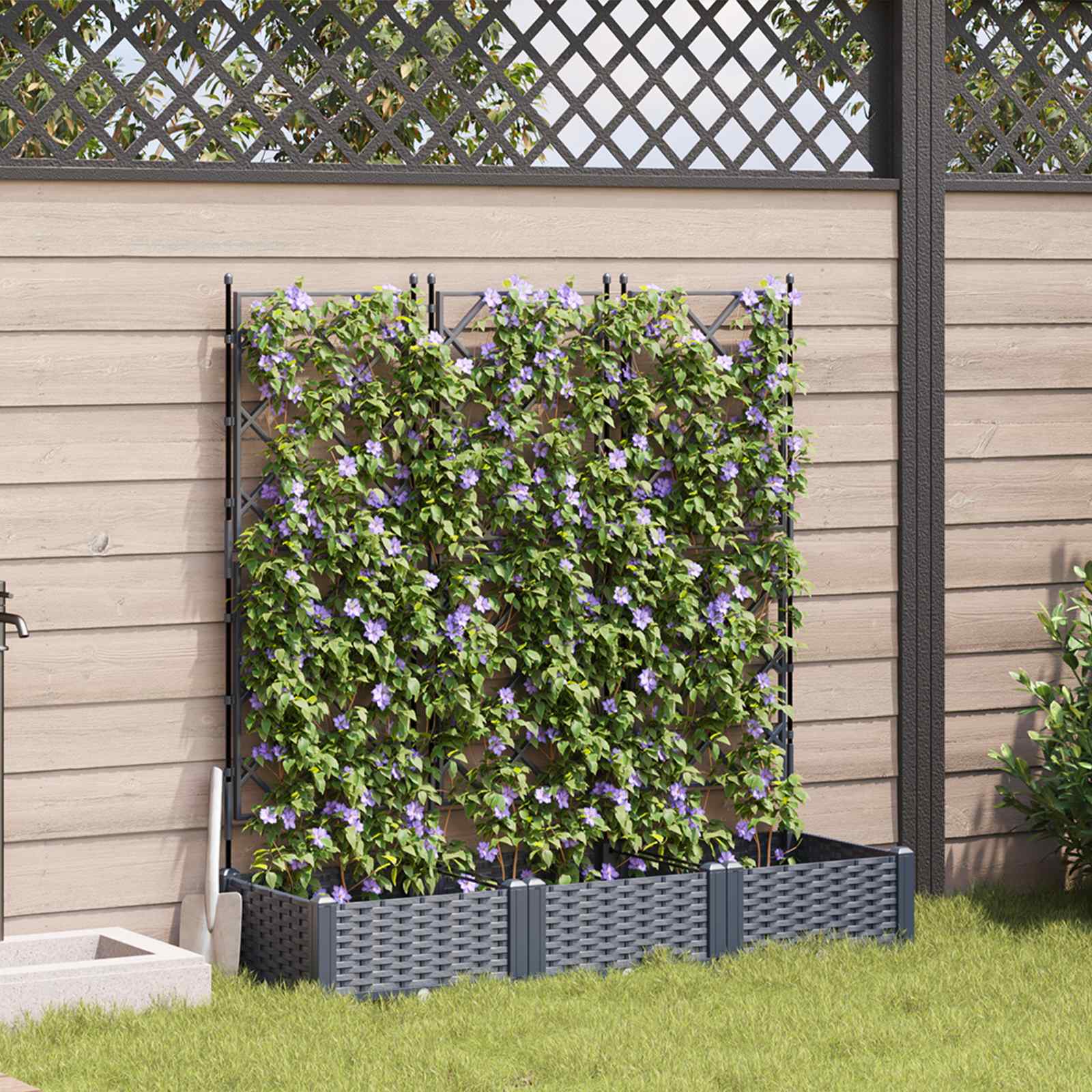 Garten-Pflanzgefäß 3 stk. Grau 120 x 40 x 125,5 cm PP
