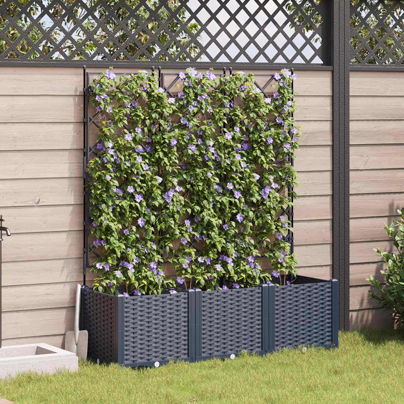 Garten-Pflanzgefäß 3 stk. Grau 120 x 40 x 143 cm PP