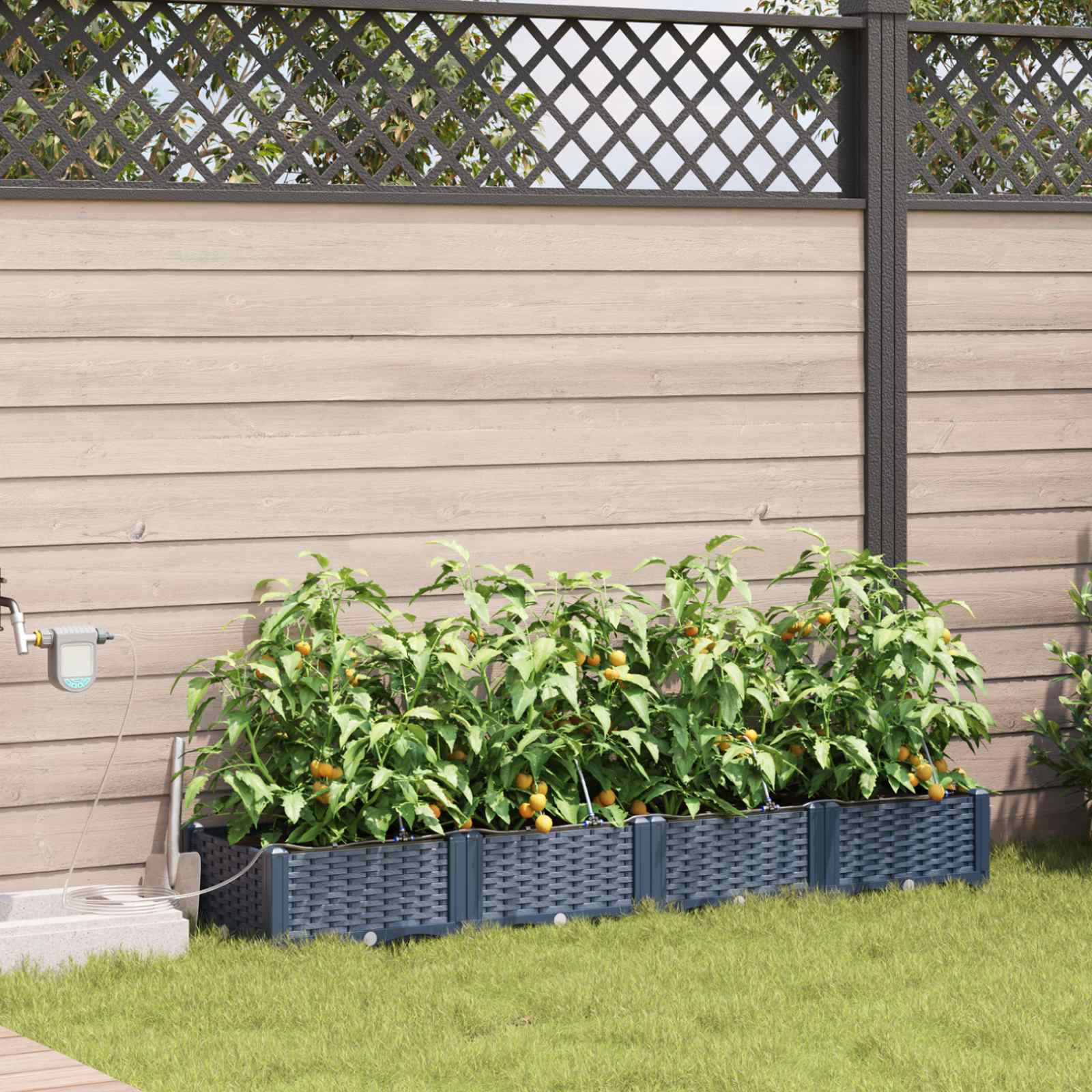 Garten-Pflanzgefäß 4 stk. Grau 160 x 40 x 22 cm PP