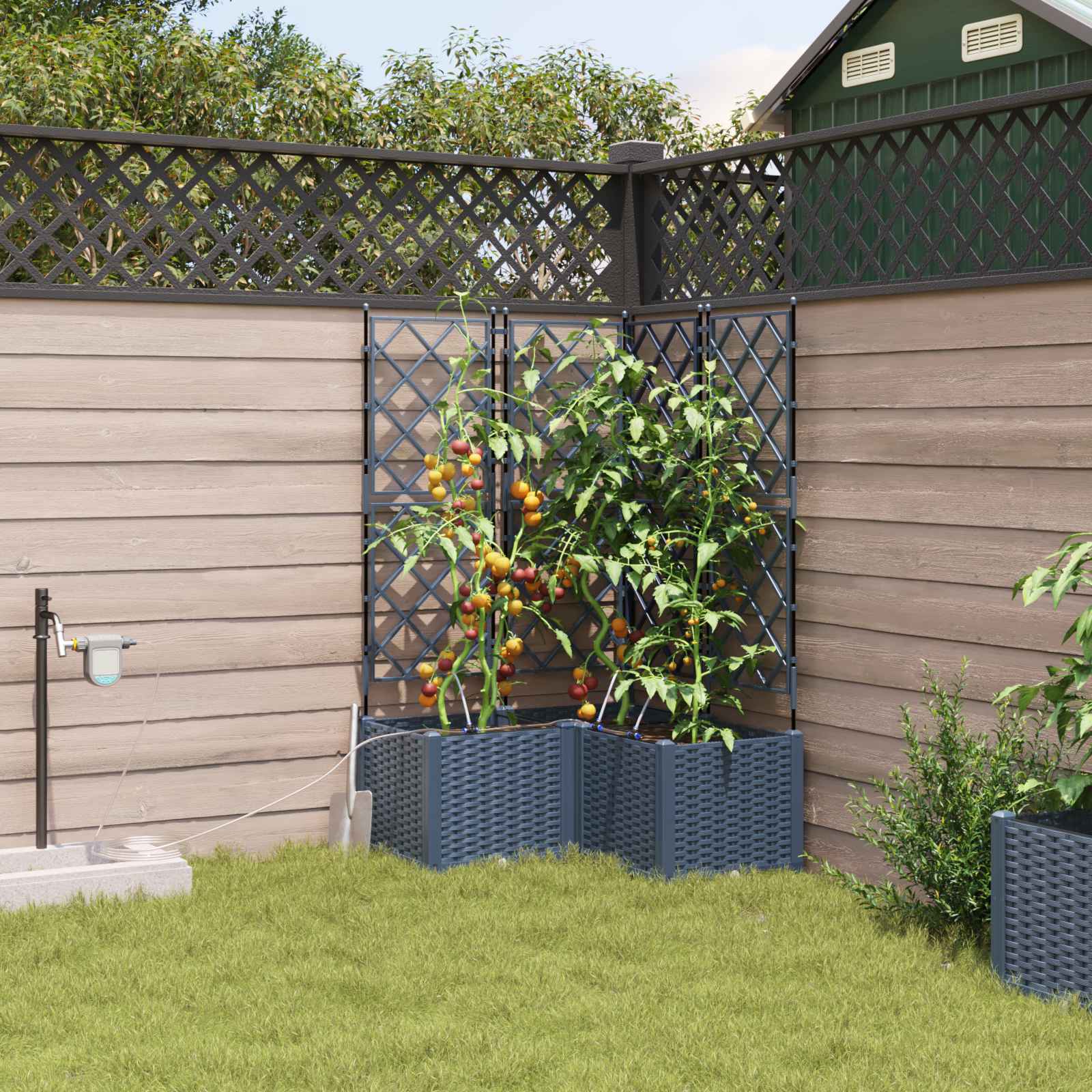 Garten-Pflanzgefäß 3 Stk. Grau 80 x 80 x 142 cm PP
