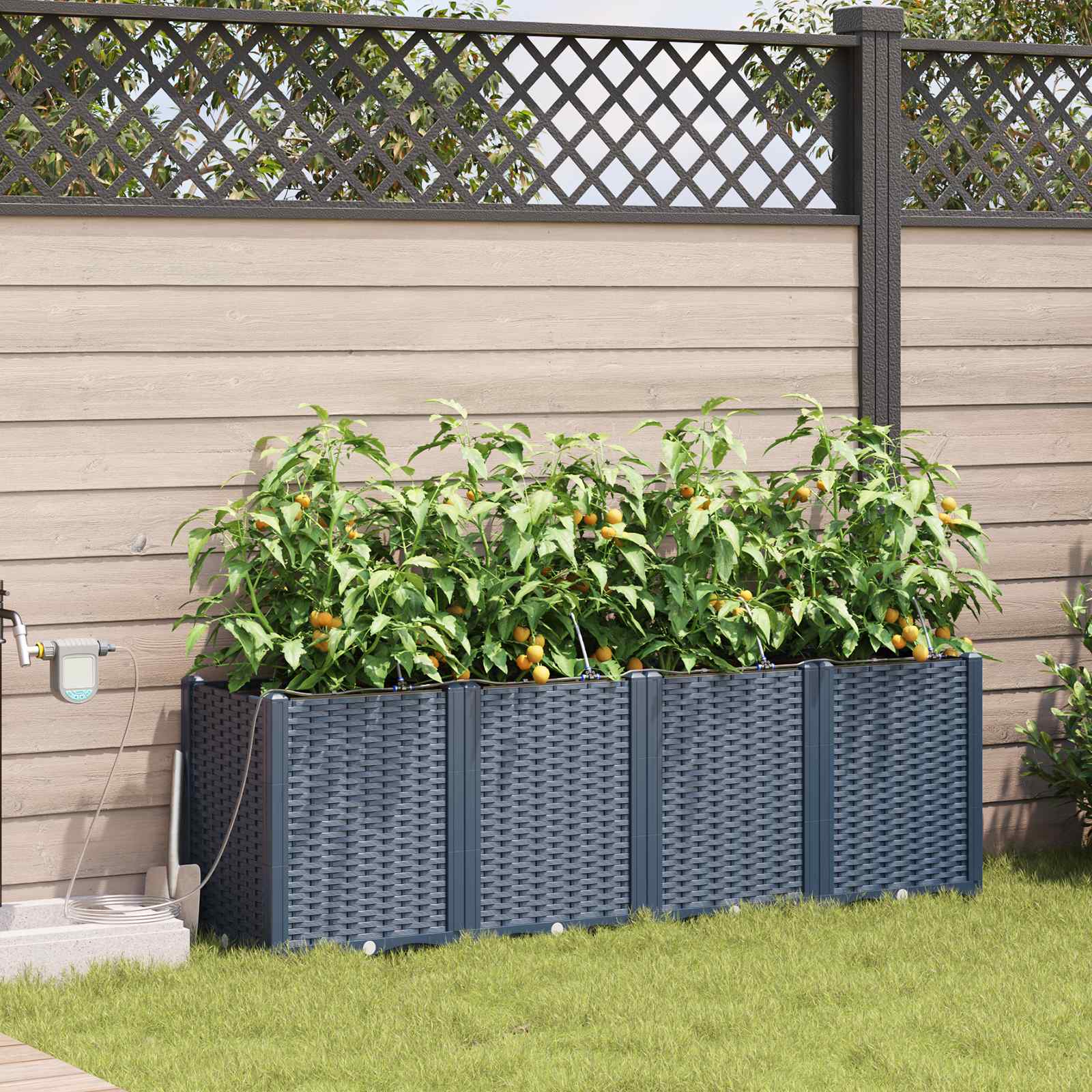 Garten-Pflanzgefäß 4 Stk. Grau 160 x 40 x 52 cm PP