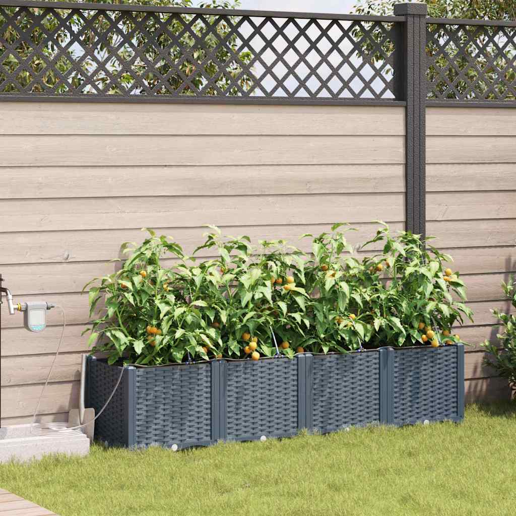 Garten-Pflanzgefäß 4 Stk. Hellgrau 160 x 40 x 37,5 cm PP