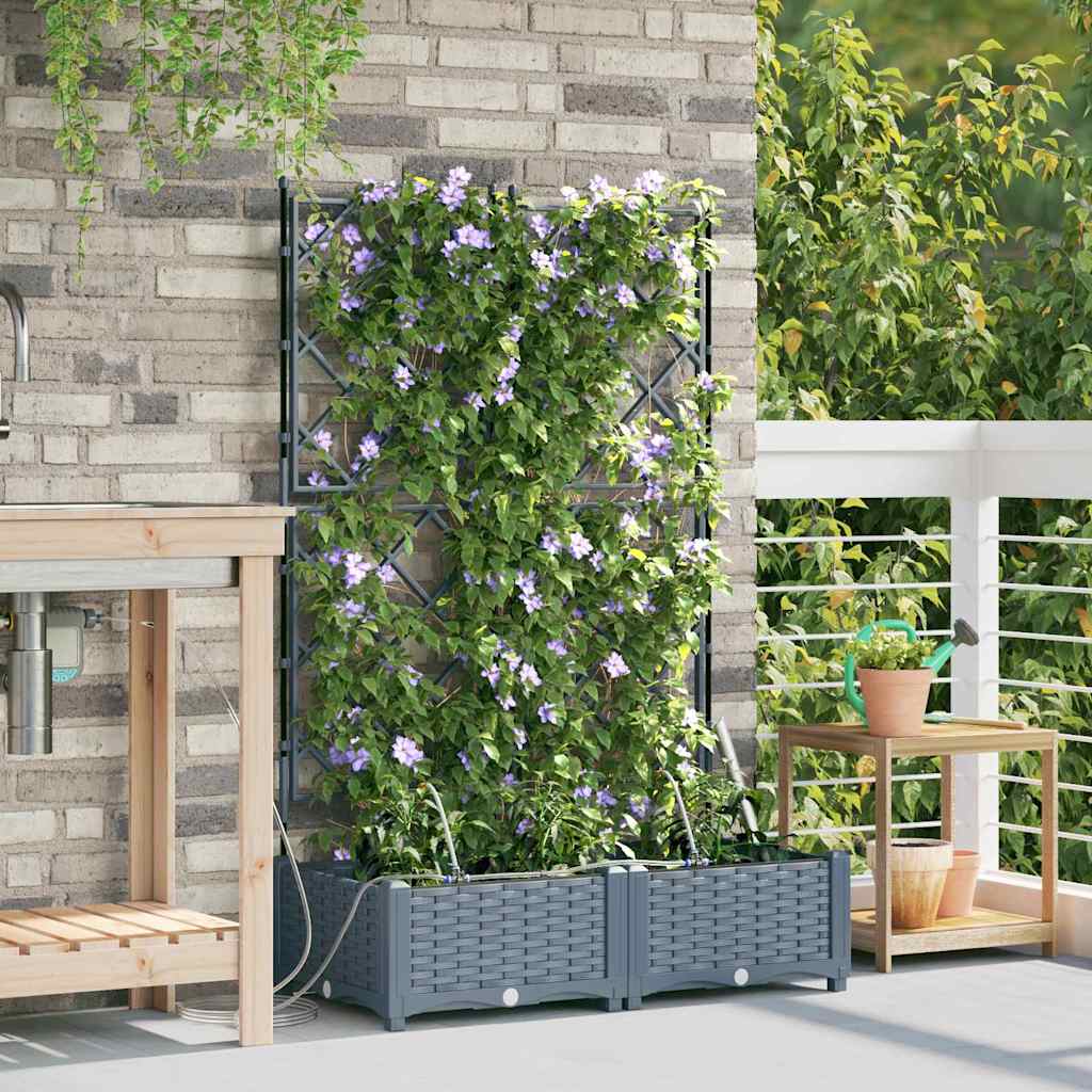Garten-Pflanzgefäß 2 Stk. Hellgrau 80 x 40 x 126 cm PP