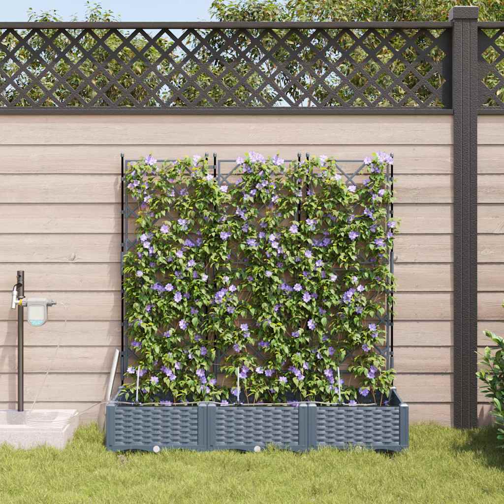 Garten-Pflanzgefäß 3 Stk. Hellgrau 120 x 40 x 126 cm PP