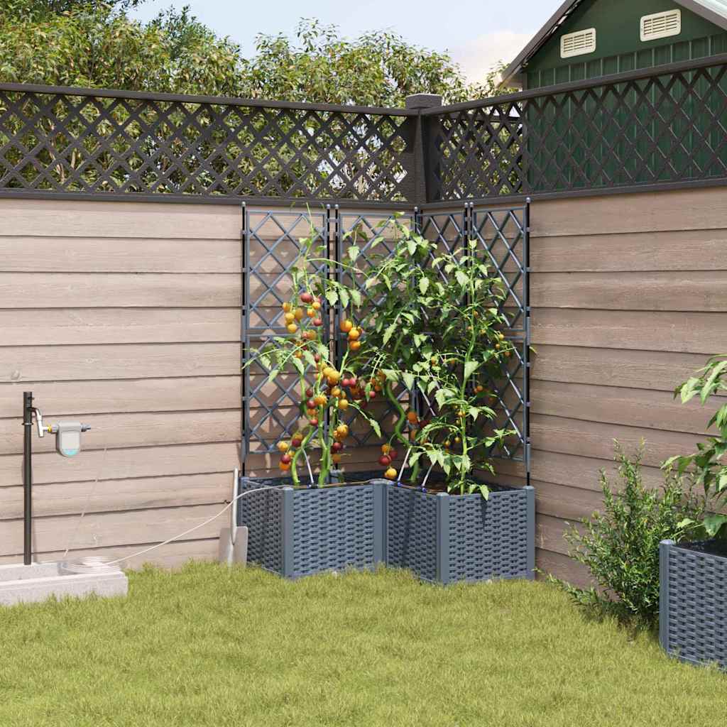 Garten-Pflanzgefäß 3 Stk. Hellgrau 80 x 80 x 142 cm PP