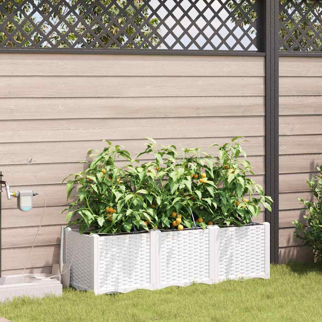 Garten-Pflanzgefäß 3 Stk. Weiß 120 x 40 x 37,5 cm PP