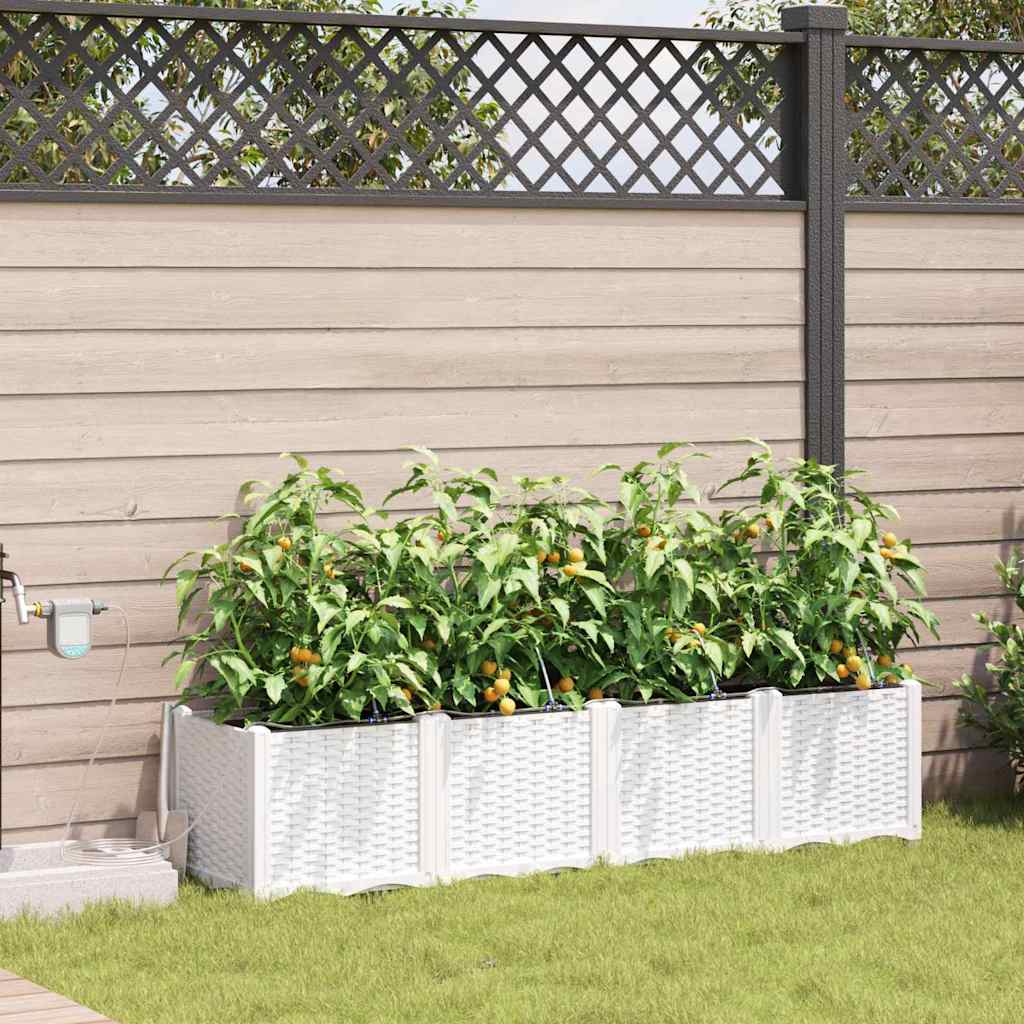 Garten-Pflanzgefäß 4 Stk. Weiß 160 x 40 x 37,5 cm PP