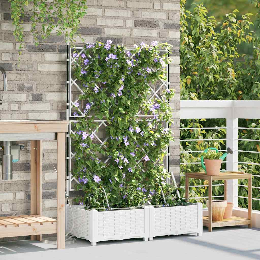 Garten-Pflanzgefäß 2 Stk. Weiß 80 x 40 x 126 cm PP