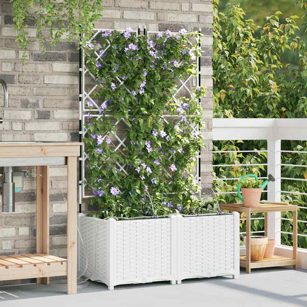 Garten-Pflanzgefäß 2 Stk. Weiß 80 x 40 x 142 cm PP