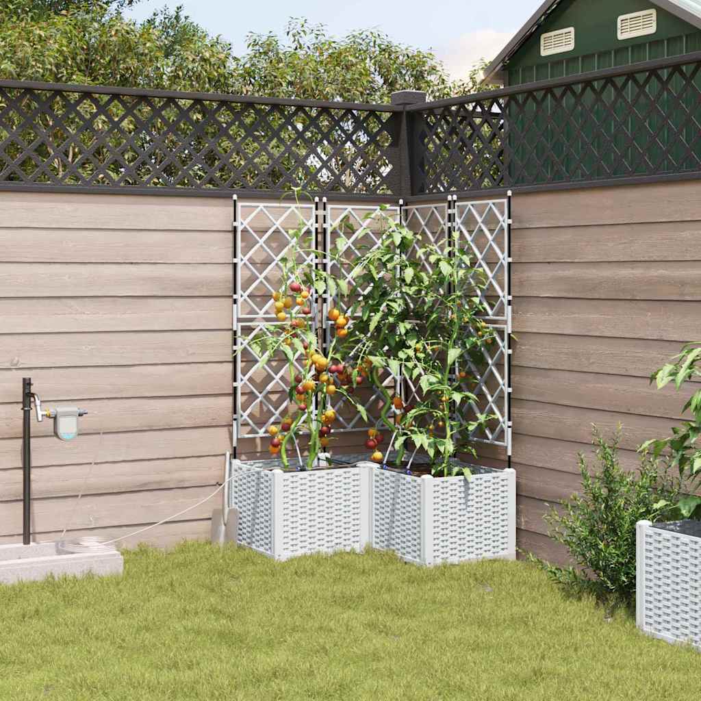 Garten-Pflanzgefäß 3 Stk. Weiß 80 x 80 x 142 cm PP
