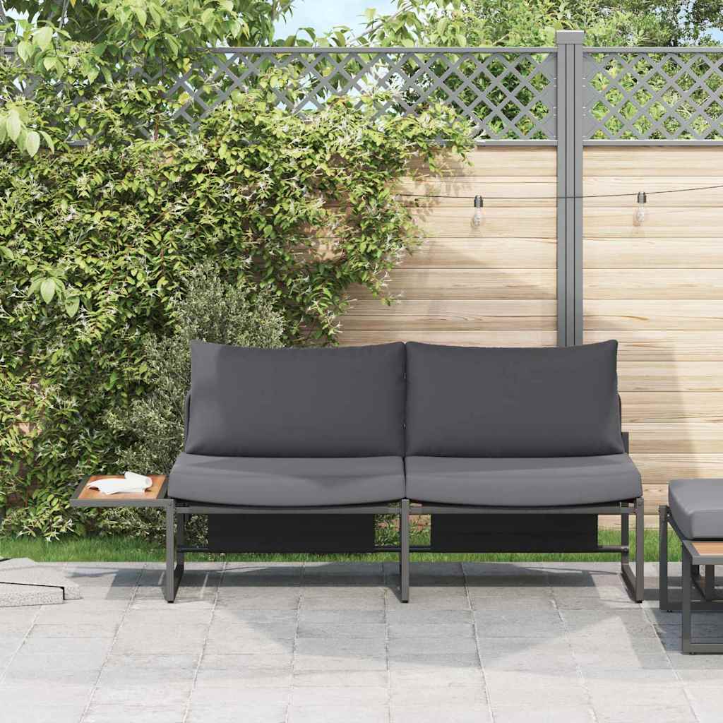 Garten-Sofa mit Kissen Anthrazit 200,5 x 70 x 85,5 cm Stahl
