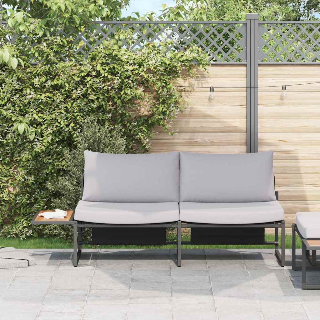 Garten-Sofa mit Kissen Hellgrau 200,5 x 70 x 85,5 cm Stahl