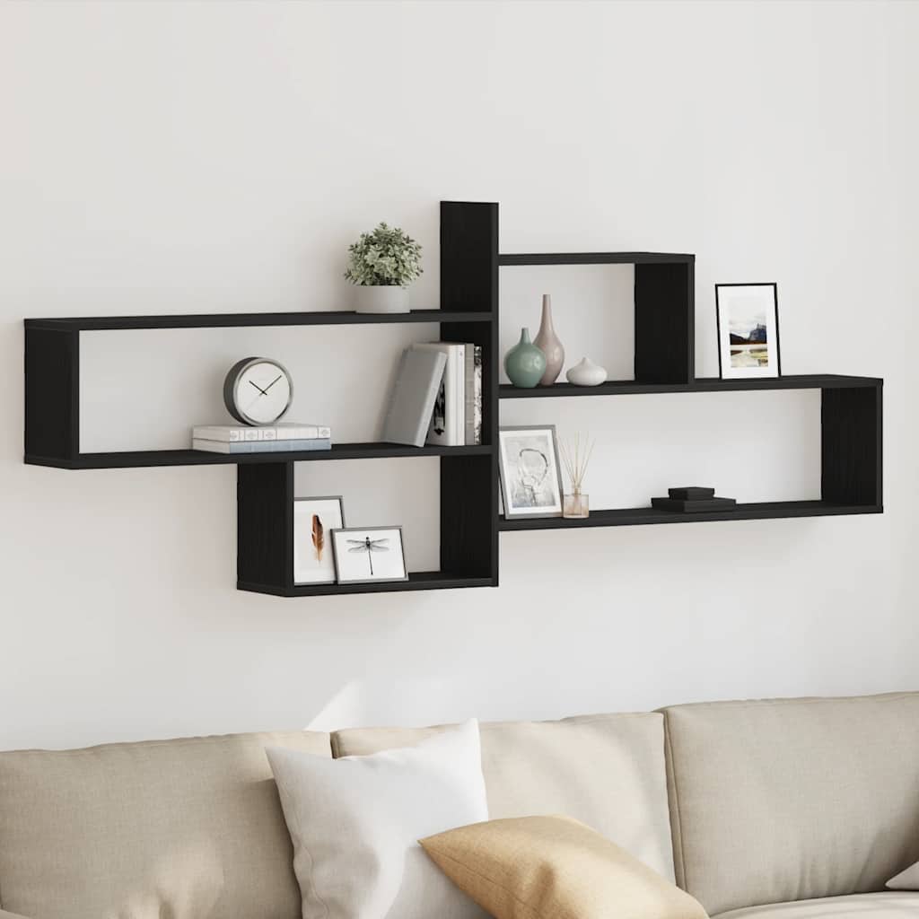 Wandregal Schwarz Eichen-Optik 167,5x18x68 cm Holzwerkstoff