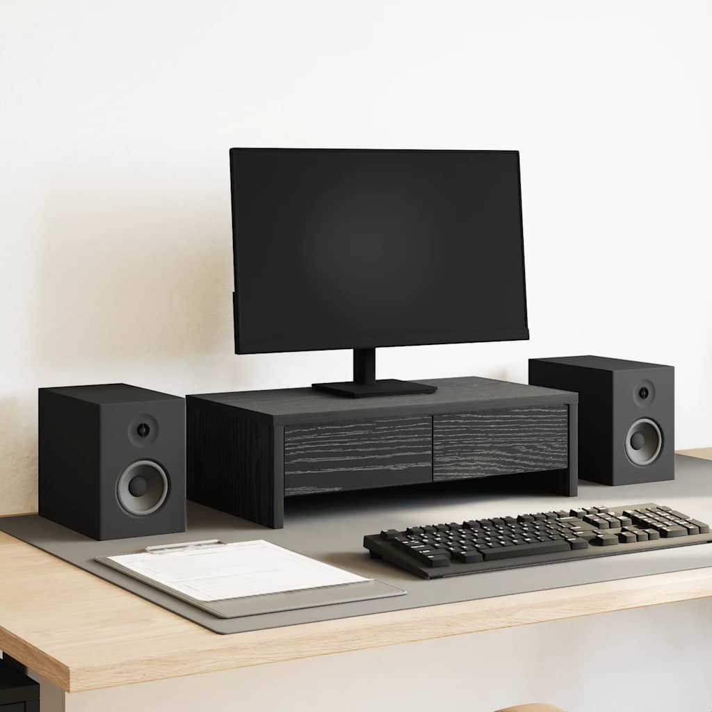 Monitorständer mit Schubladen Schwarz Eichen-Optik 50x27x15 cm