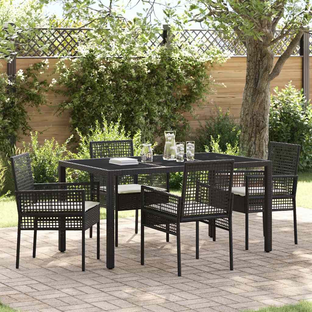 Garten Essgruppe 5 stk. Schwarz Poly-Rattan