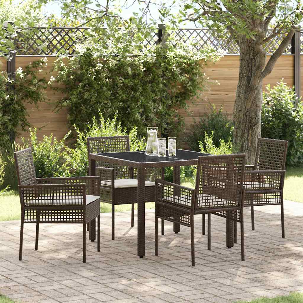 Garten Essgruppe 5 stk. Braun Poly-Rattan