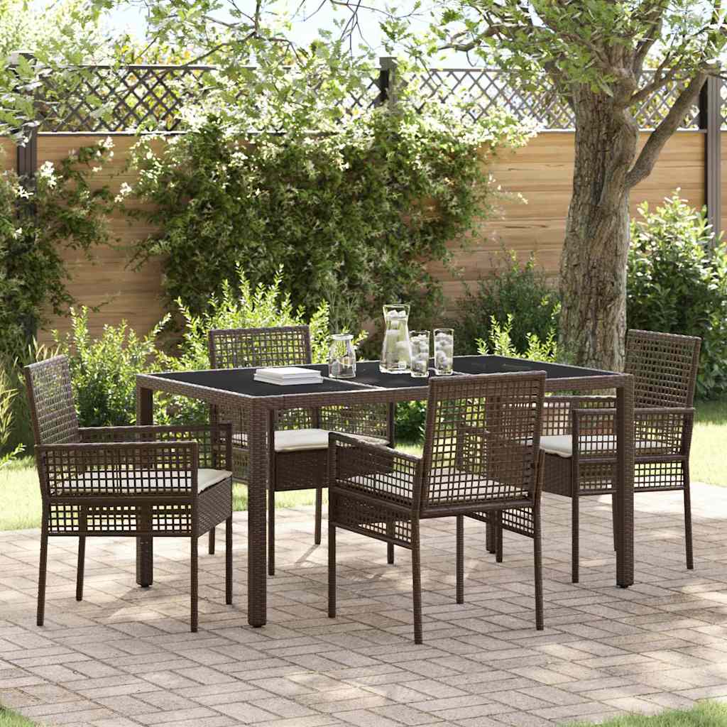 Garten Essgruppe 5 stk. Braun Poly-Rattan
