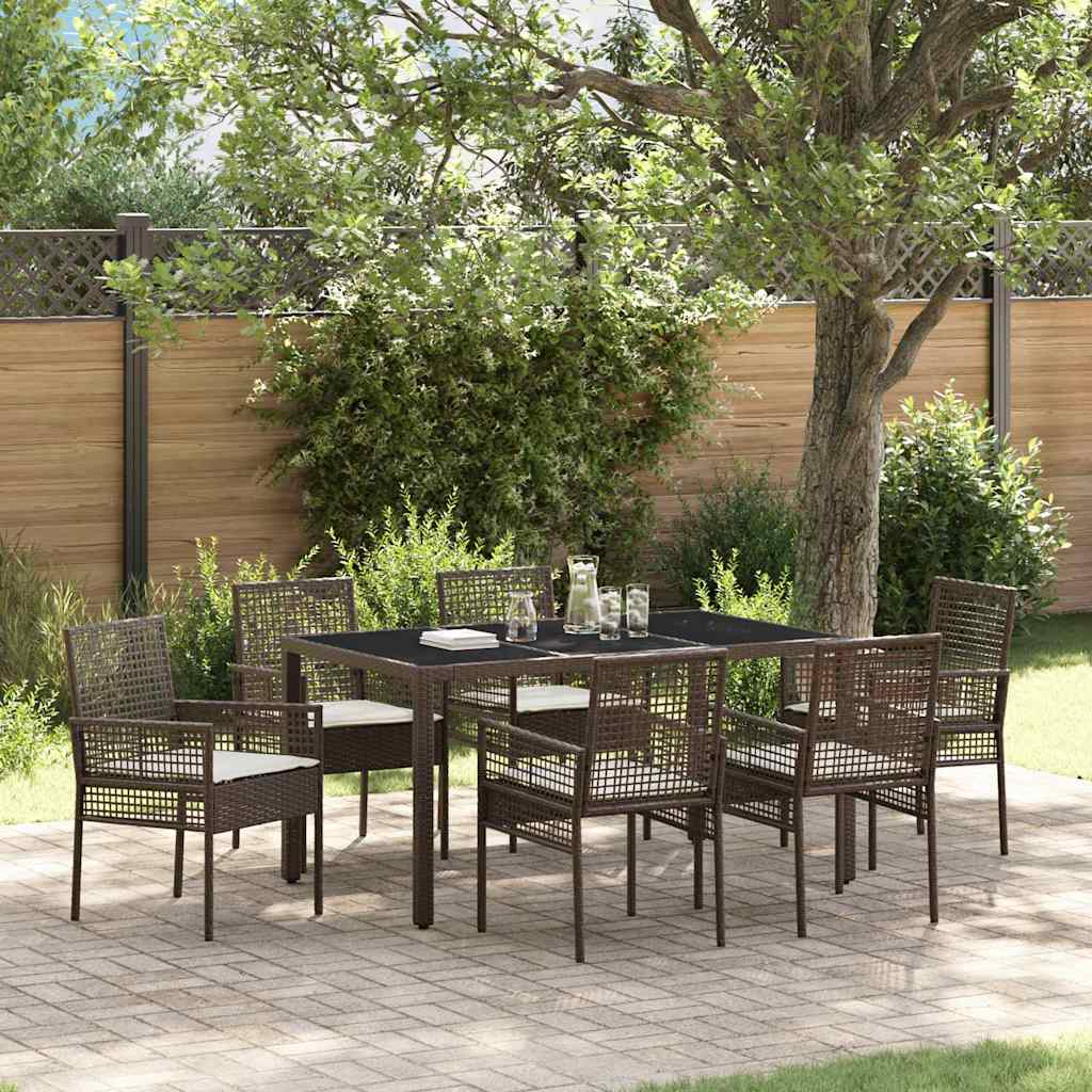 Garten Essgruppe 7 stk. Braun Poly-Rattan