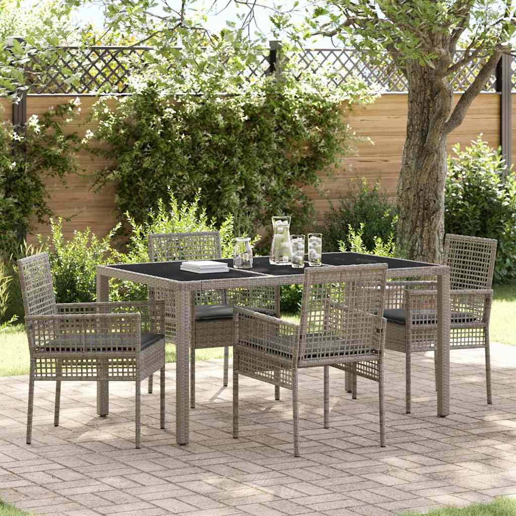 Garten Essgruppe 5 stk. Grau Poly-Rattan