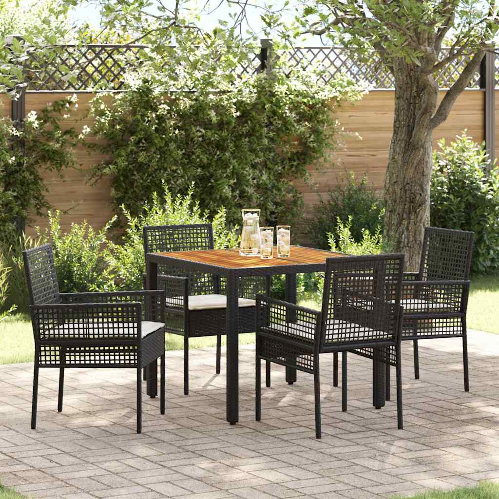 Garten Essgruppe 5 stk. Schwarz Poly-Rattan