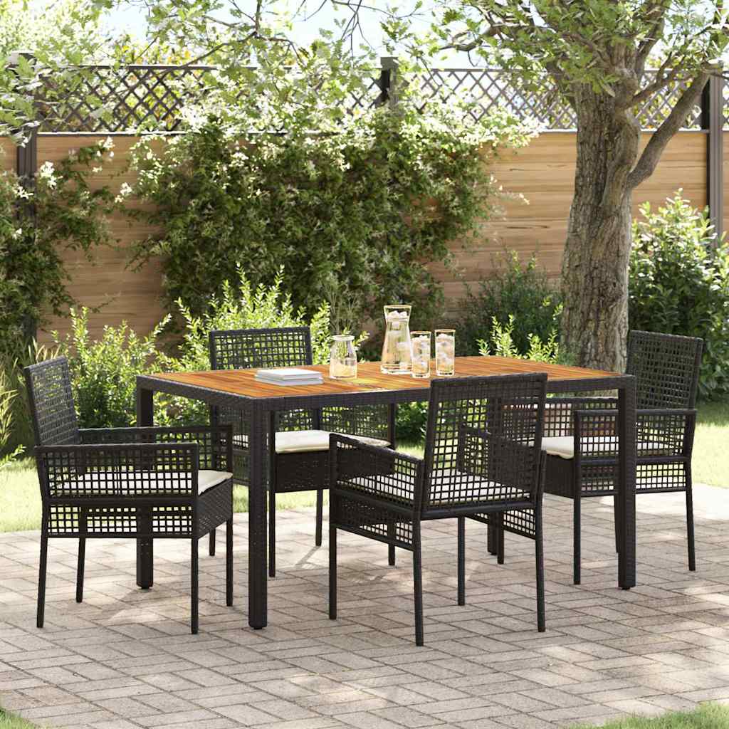 Garten Essgruppe 5 stk. Schwarz Poly-Rattan