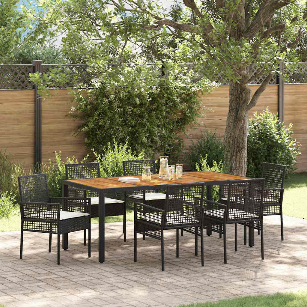 Garten Essgruppe 7 stk. Schwarz Poly-Rattan
