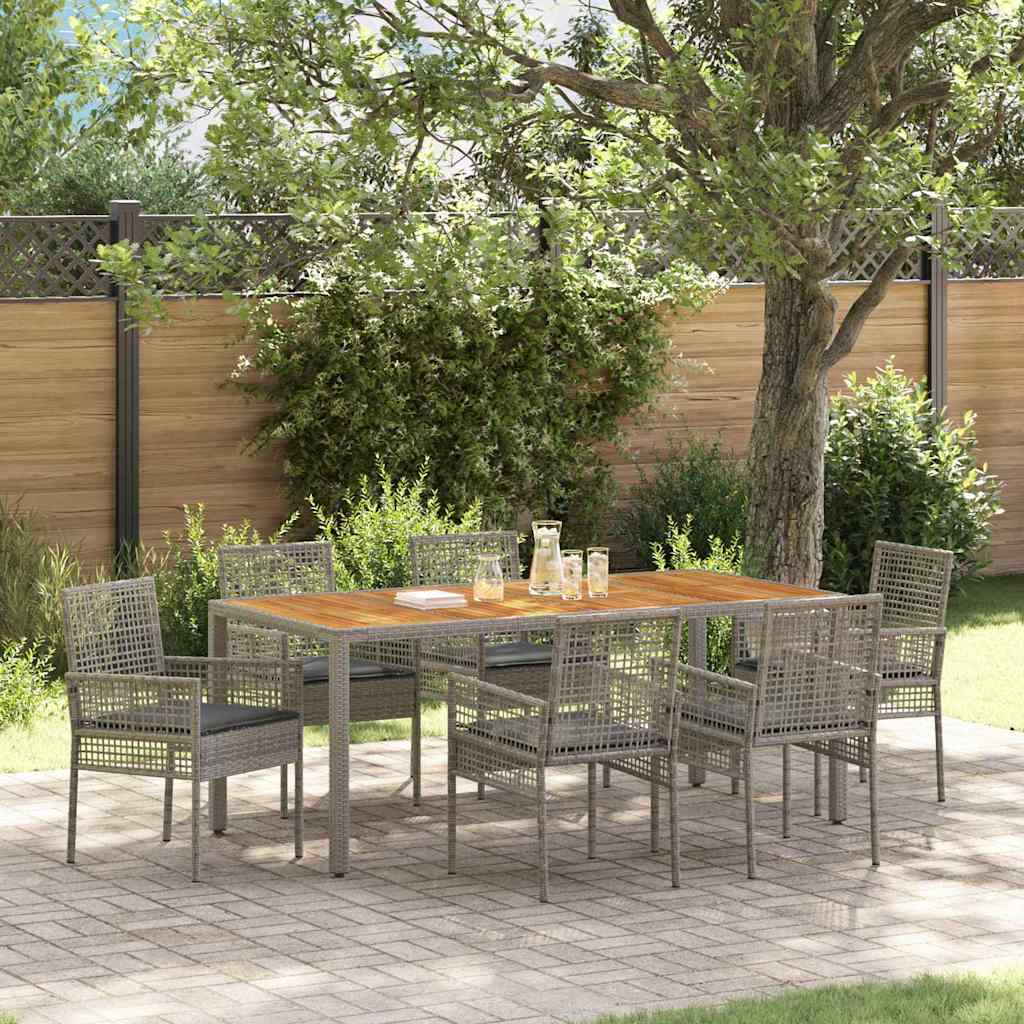 Garten Essgruppe 7 stk. Grau Poly-Rattan