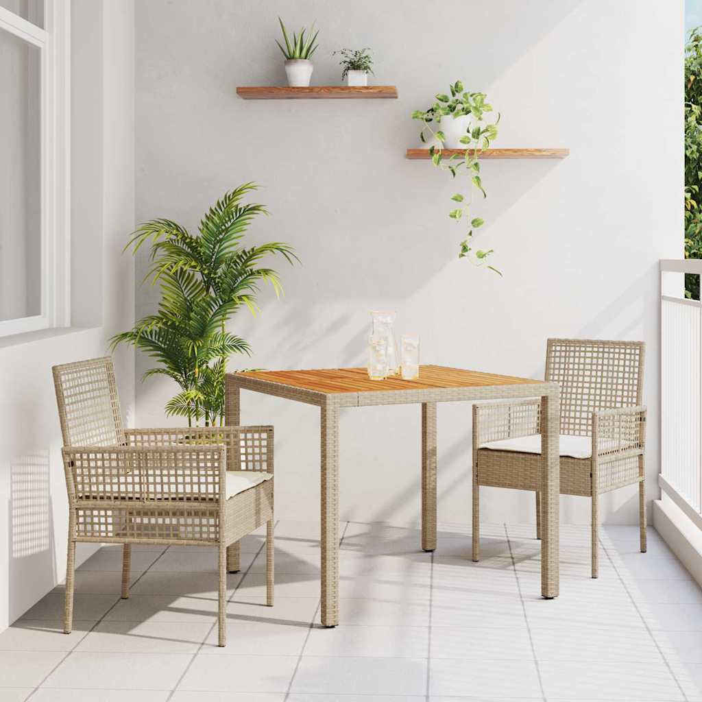 Garten Essgruppe 3 stk. Beige Poly-Rattan