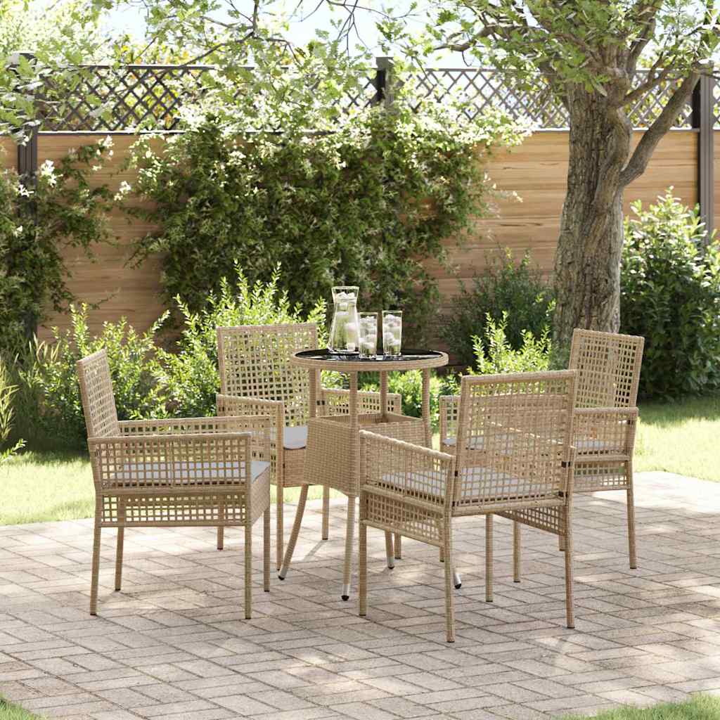 Garten Essgruppe 5 stk. Beige Poly-Rattan