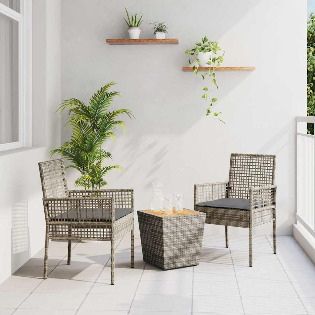 Garten Bistro Set 3 stk. Grau Poly-Rattan