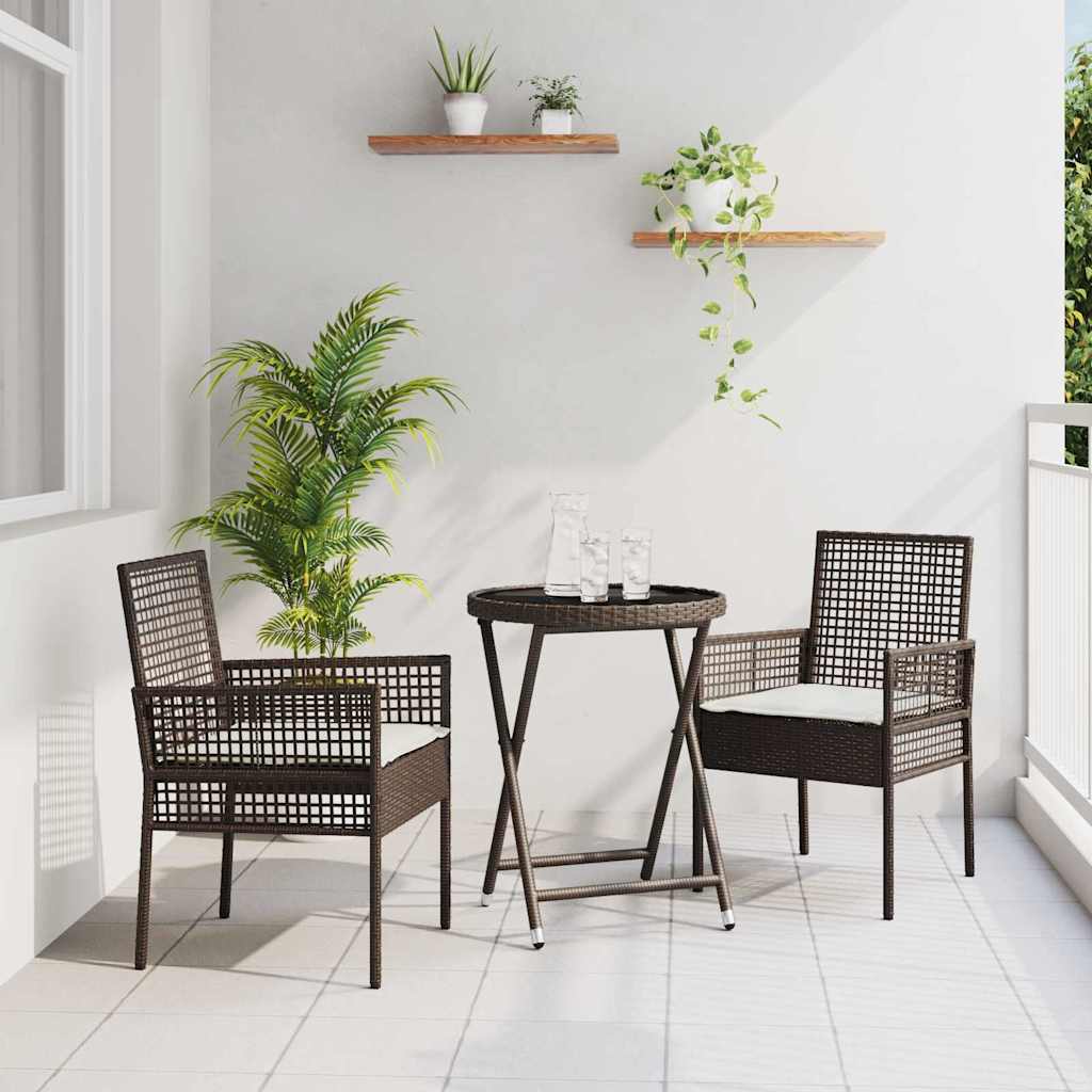 Garten Bistro Set 3 stk. Braun Poly-Rattan