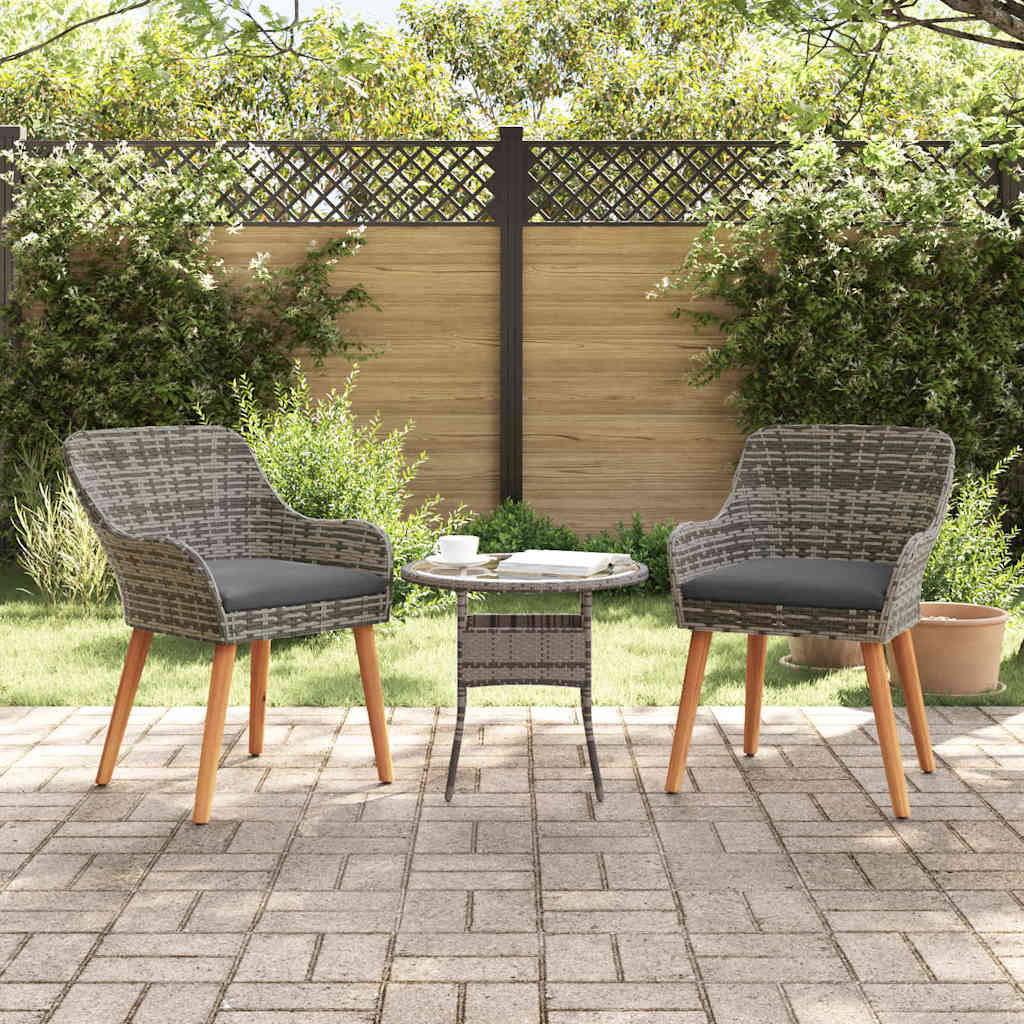 Gartenstuhl 2 stk. Grau Poly-Rattan