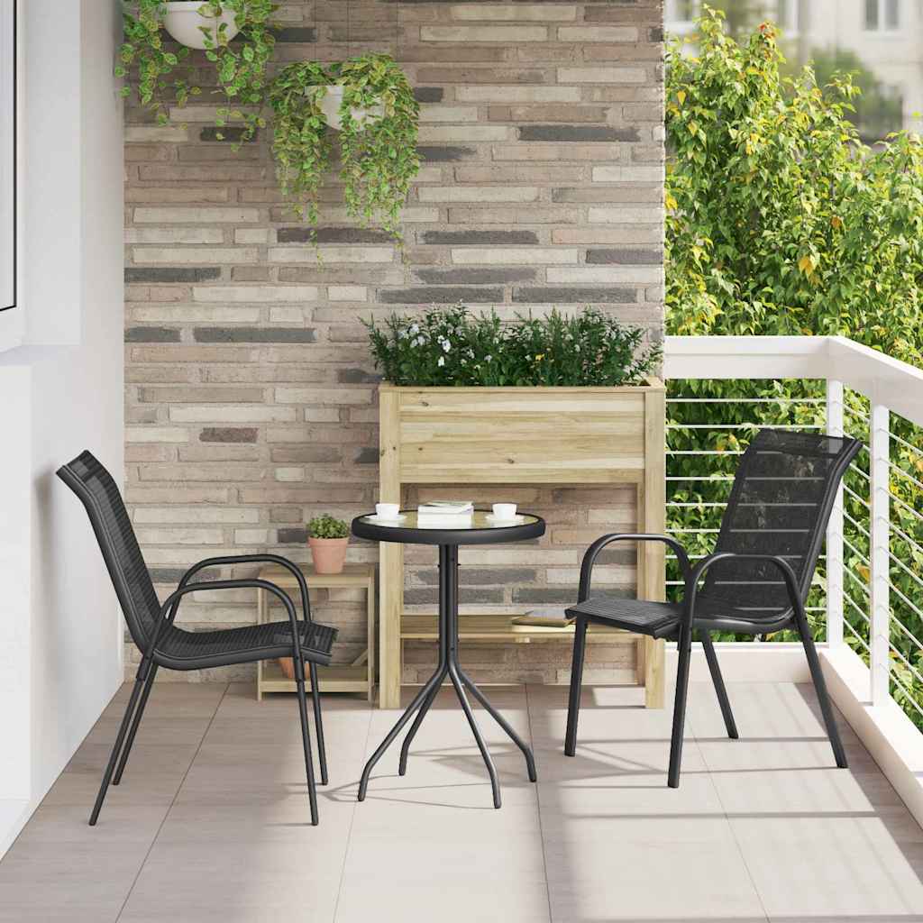Garten Bistro Set 3 stk. Schwarz Stahl