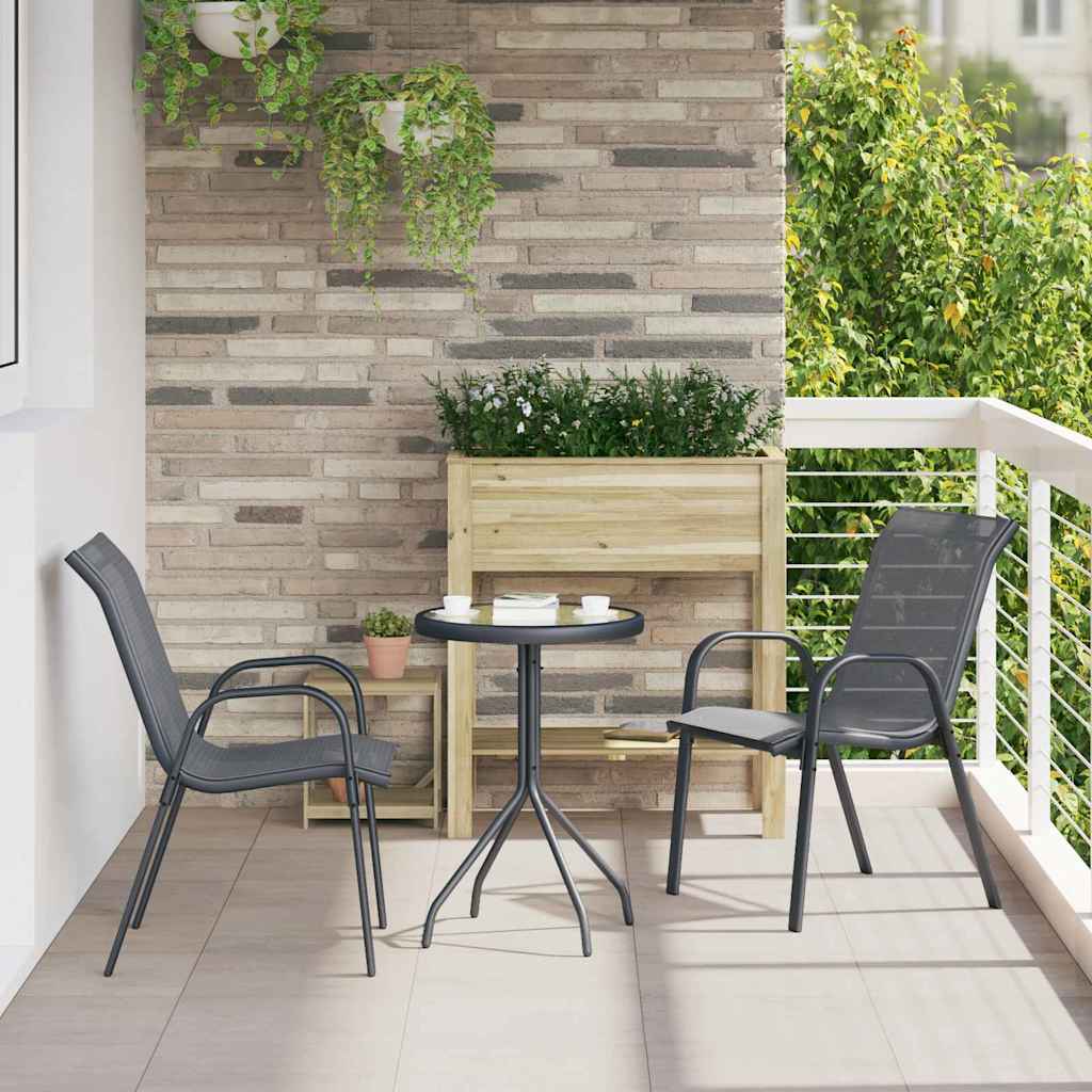 Garten Bistro Set 3 stk. Grau Stahl
