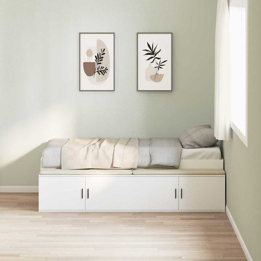 Bettrahmen mit Schubladen Weiß 100 x 200 cm Holzwerkstoff