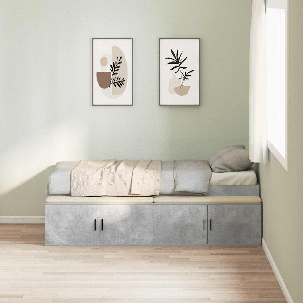 Bettrahmen mit Schubladen Beton Grau 100 x 200 cm Holzwerkstoff