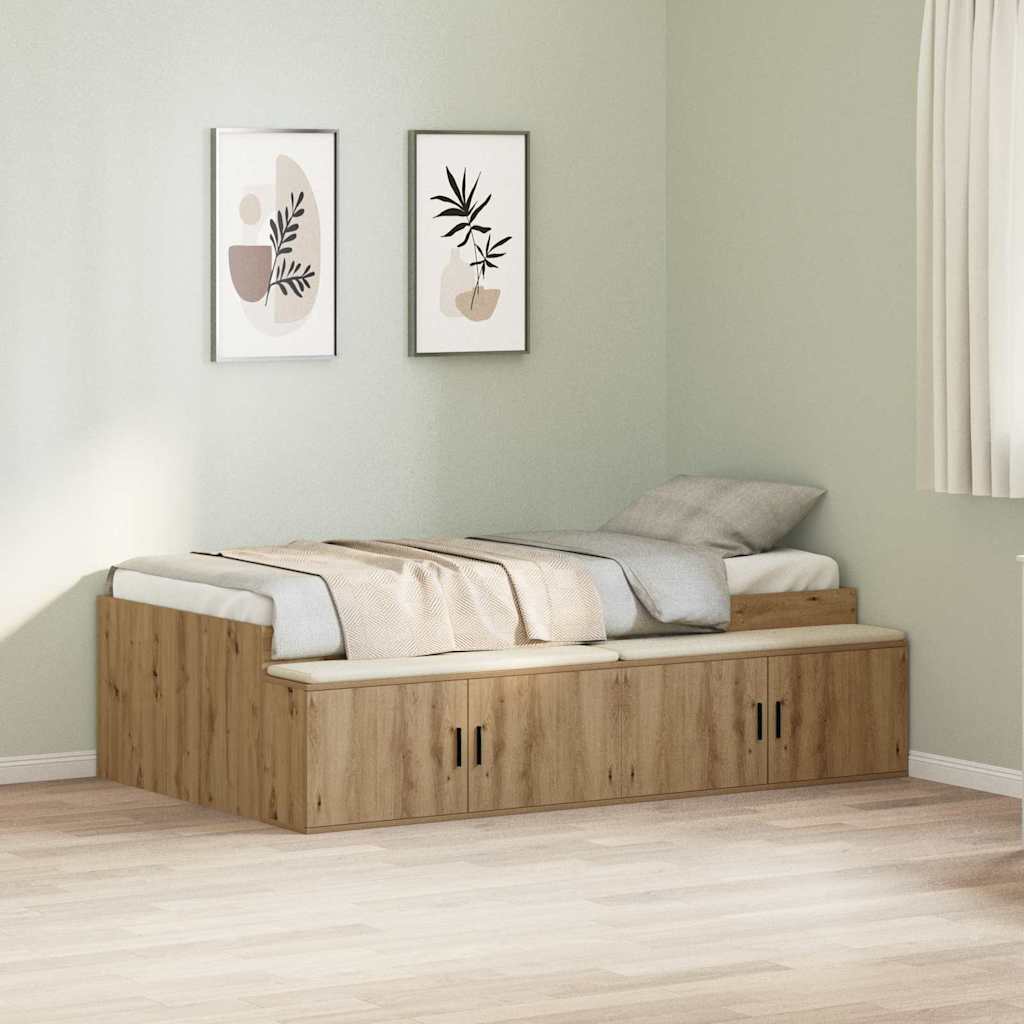 Bettrahmen mit Tür Artisan-Eiche 100 x 200 cm Holzwerkstoff