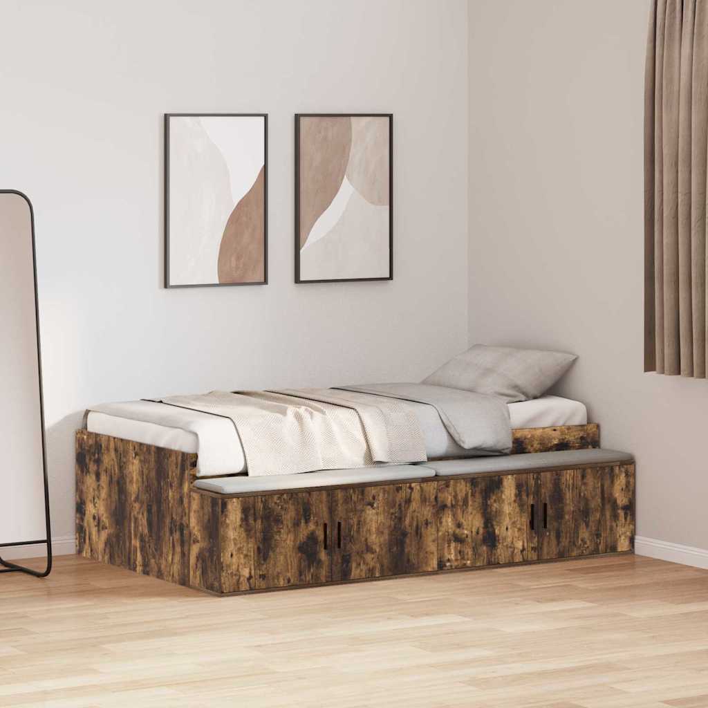 Bettrahmen mit Speicher Räuchereiche 80 x 200 cm Holzwerkstoff
