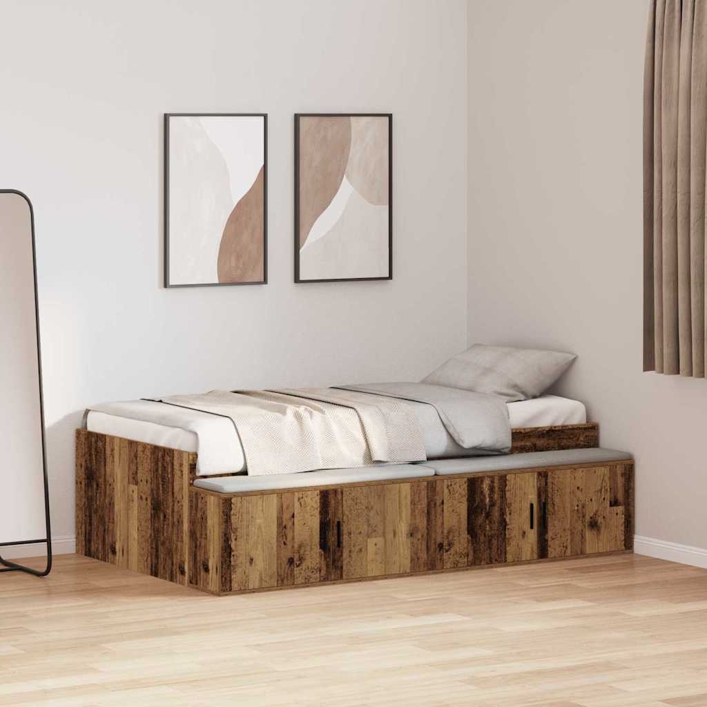 Bettrahmen mit Schubladen Altholz 80 x 200 cm Holzwerkstoff