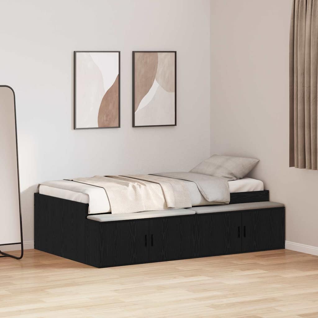 Bettrahmen Schwarz Eichen-Optik 90 x 190 cm Holzwerkstoff