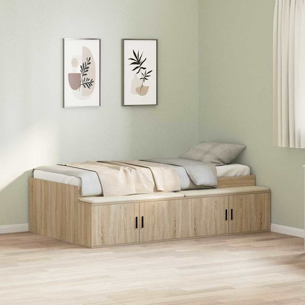 Bettrahmen mit Speicher Sonoma-Eiche 90 x 190 cm Holzwerkstoff