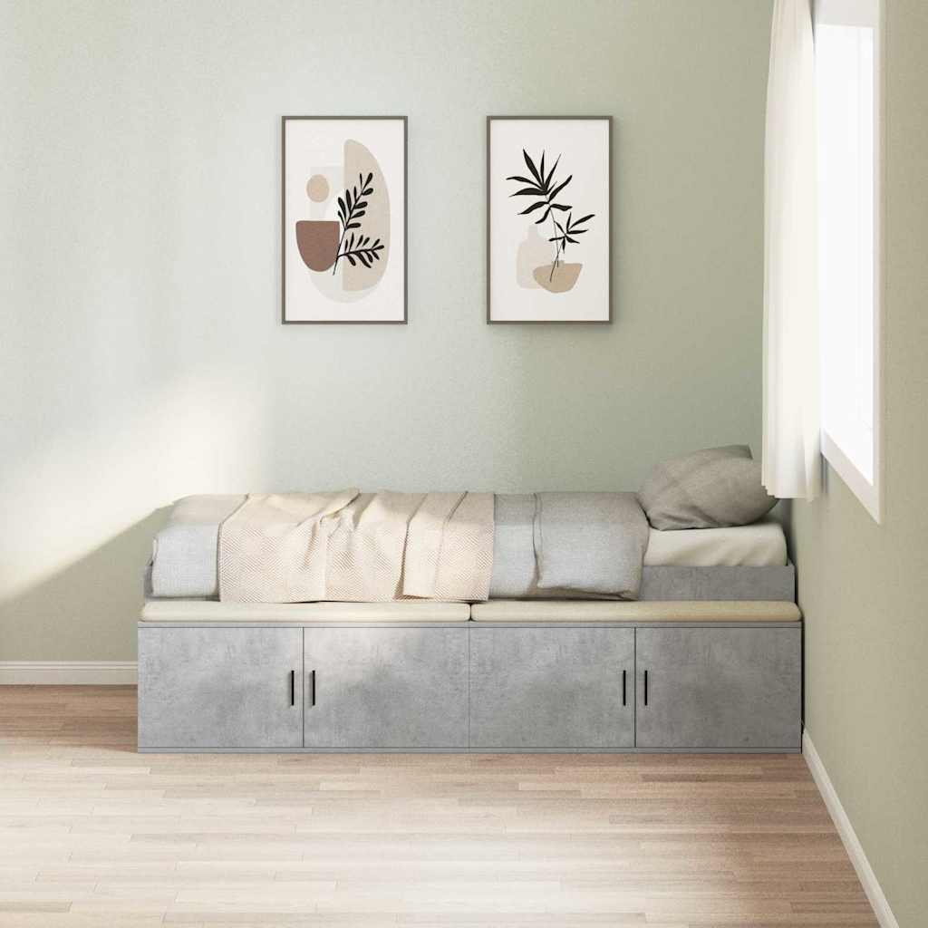 Bettrahmen mit Schubladen Betongrau 70 x 190 cm Holzwerkstoff